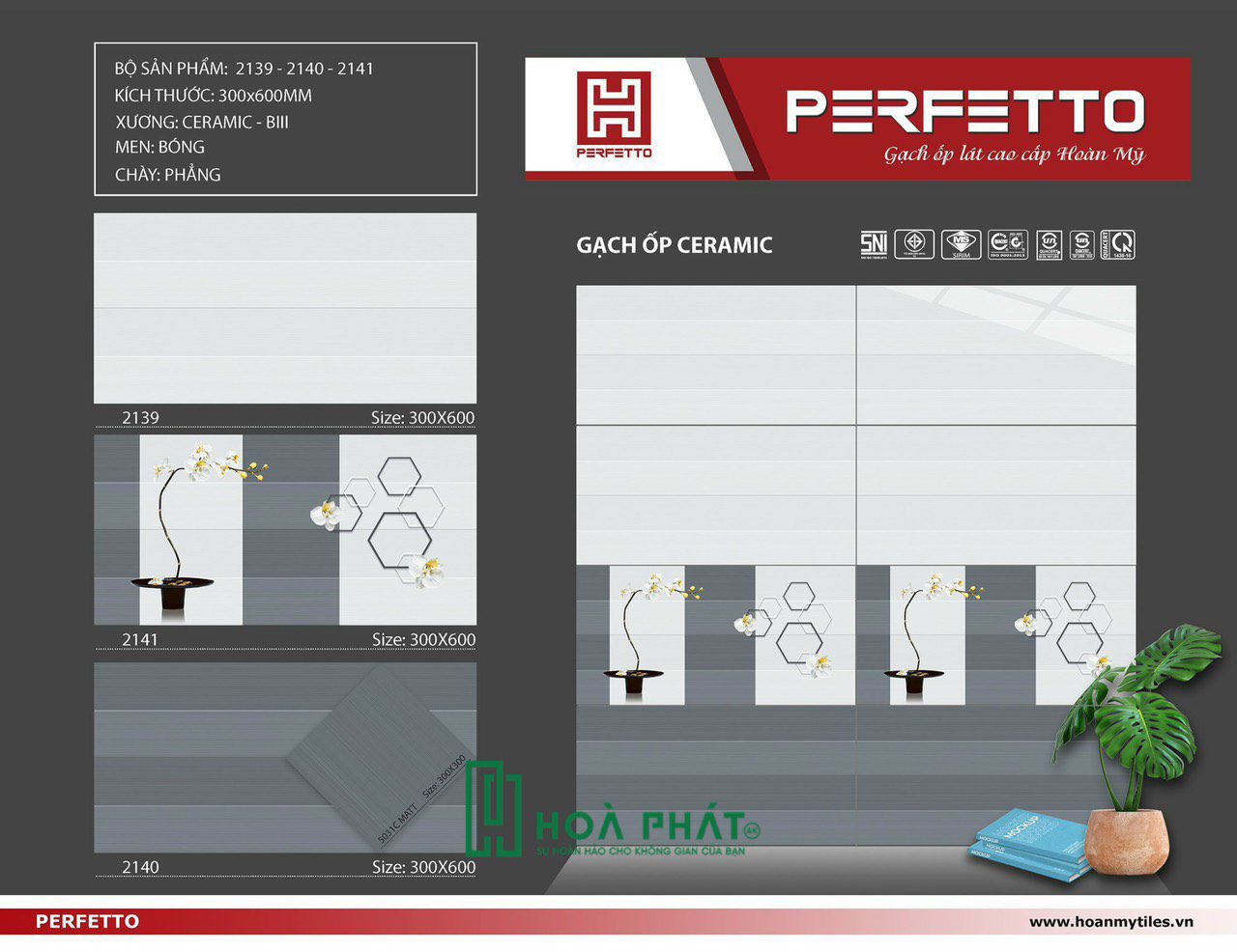 Gạch ốp tường 30x60 2139 - 2140 - 2141 - nền 5031