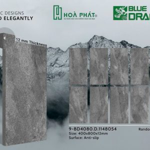Gạch lát nền 40x80 đá nhám dày 12mm xám nhạt BD 1148054