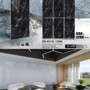 Gạch lát nền 60x120 vân đá đen đậm BD 12004