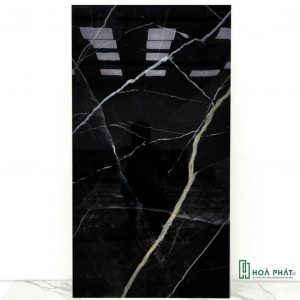 Gạch lát nền 60×120 1440 CALACATTA BLACK đen vân chớp trắng Glossy