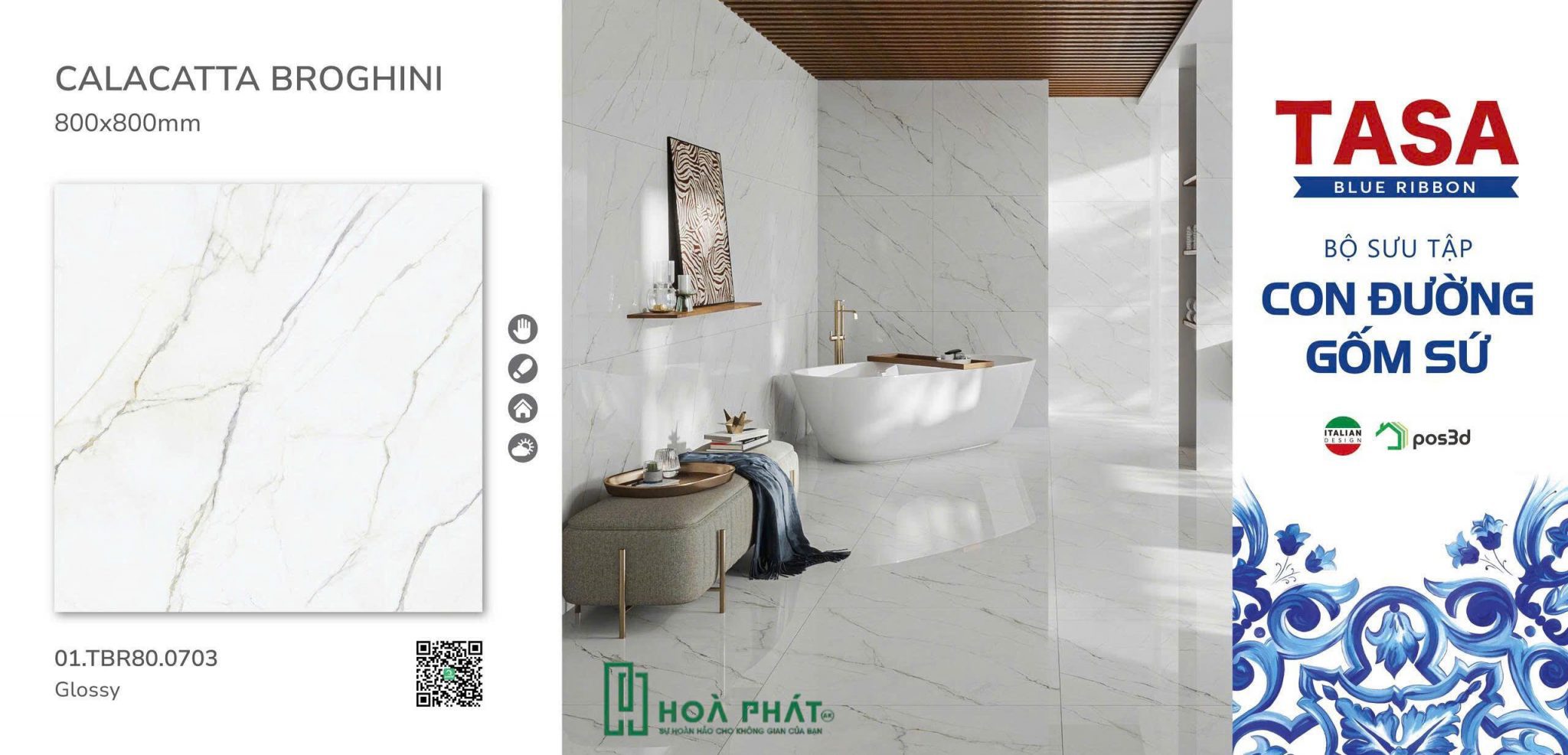 Gạch lát nền 80x80 0703 CALACATTA BROGHINI vân cẩm thạch Glossy vi tinh