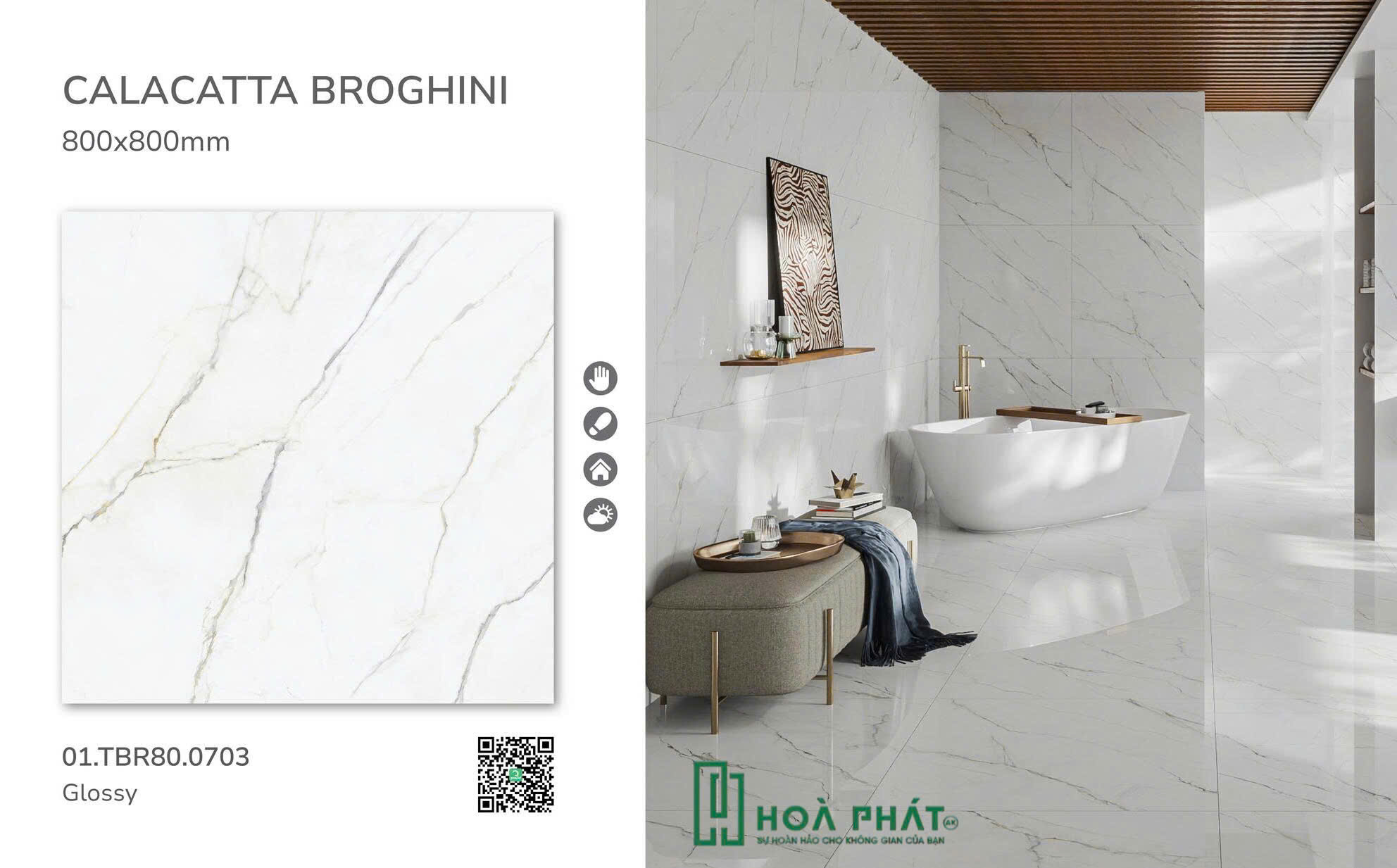 Gạch lát nền 80x80 0703 CALACATTA BROGHINI vân cẩm thạch Glossy vi tinh - Ảnh 2