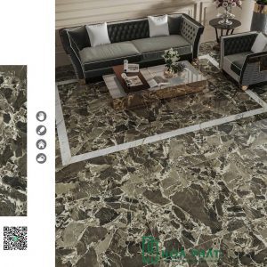 Gạch lát nền 80x80 0708 GRAND ANITIQUE vân đá nâu đậm Glossy vi tinh