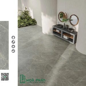 Gạch lát nền 80x80 0762 ELEGANT GRAY vân đá xám đậm Matt Silk