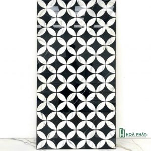 Gạch lát nền 60×120 1411 DECOR điểm đồng tiền nền đen Glossy