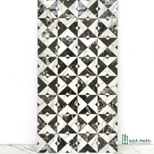 Gạch lát nền 60×120 1412 DECOR điểm thoi trắng nâu Glossy