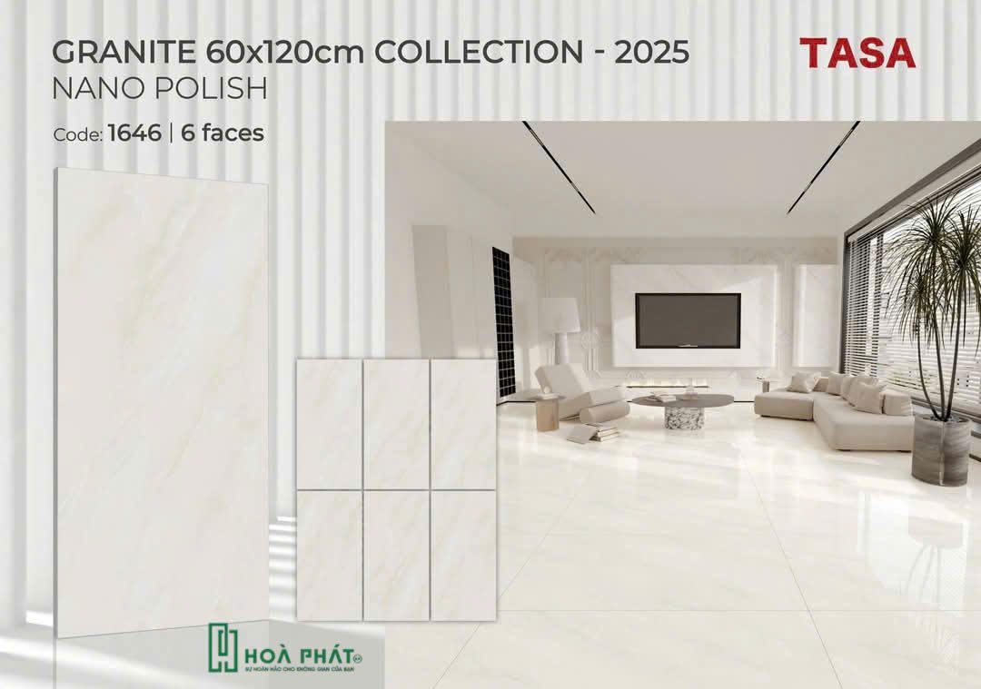 Gạch lát nền 60×120 1646 vân đá vàng nhạt bóng