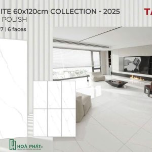 Gạch lát nền 60×120 1647 vân trắng khói đá bóng