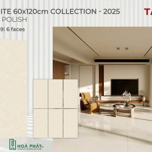 Gạch lát nền 60×120 1649 vân đá vàng nhạt bóng