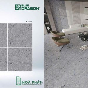 Gạch lát nền 60×120 1724 vân terrazzo xám đậm đá mờ matt silk