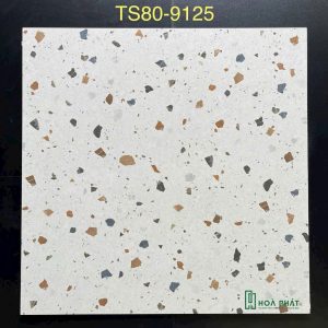Gạch lát nền 80×80 9125 trắng vân terrazzo đá bóng